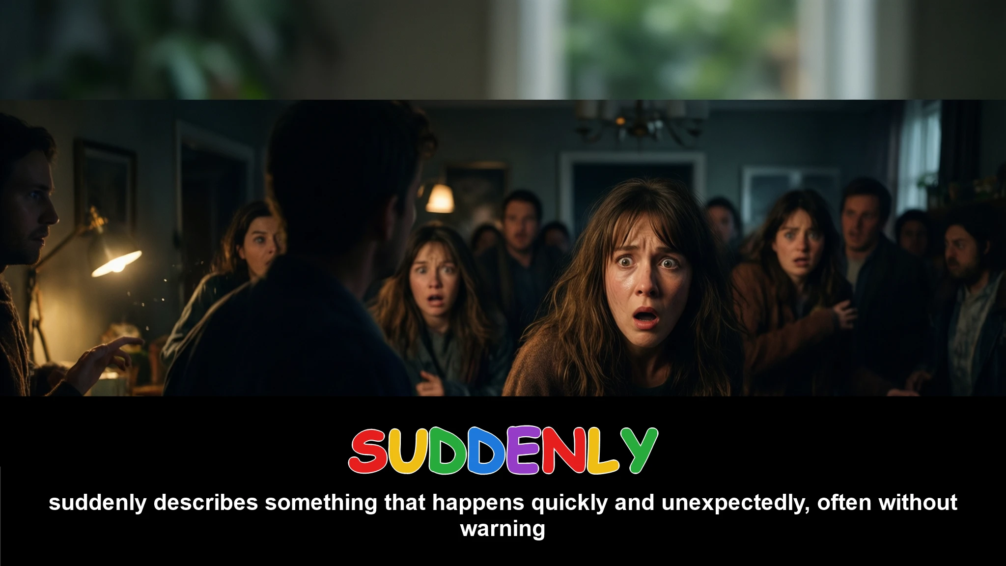 English Illustration for suddenly